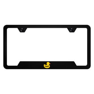 Autogold® - UV Printed Black License Plate Frame with Notched Jeep Duck Logo
