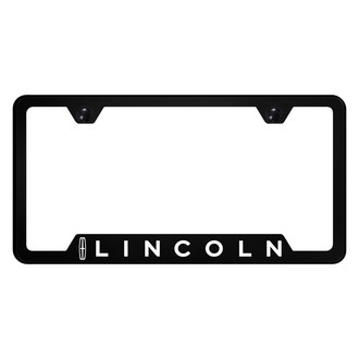 Autogold® - UV Printed Black License Plate Frame with Notched Lincoln Logo