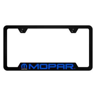 Autogold® - UV Printed Black License Plate Frame with Notched Mopar Name and Logo Logo