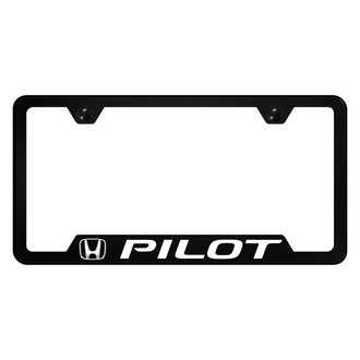 Autogold® - UV Printed Black License Plate Frame with Notched Pilot Logo