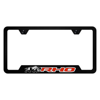 Autogold® - UV Printed Black License Plate Frame with Notched Red RHO Rhino Logo
