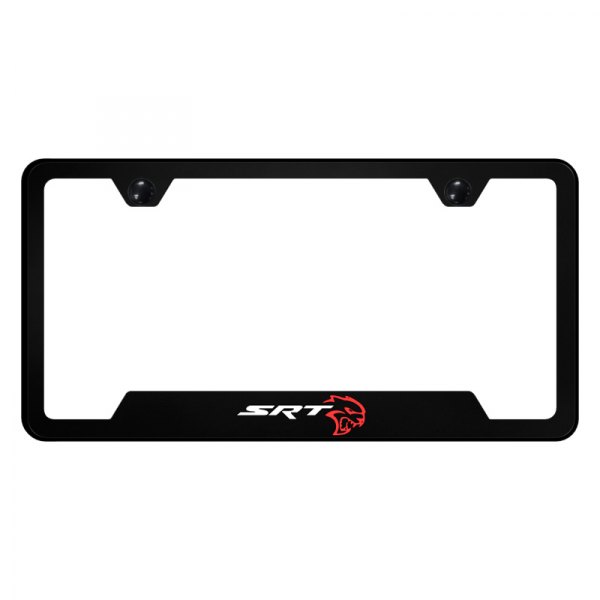 Autogold® - UV Printed License Plate Frame with Notched SRT Hellcat Logo