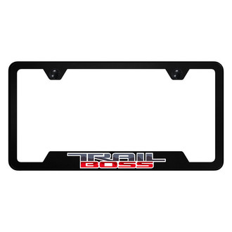 Autogold® - UV Printed Black License Plate Frame with Notched Red Trail Boss Logo