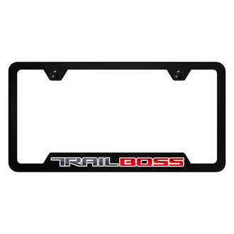 Autogold® - UV Printed Black License Plate Frame with Notched Red Trail Boss Linear Logo