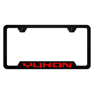 Autogold® - UV Printed Black License Plate Frame with Notched Yukon Red Logo