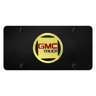 Autogold® - Black License Plate with 3D Gold GMC Truck Emblem