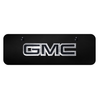 Autogold® - Chrome on Black Mini Size License Plate with 3D Black GMC OEM Logo