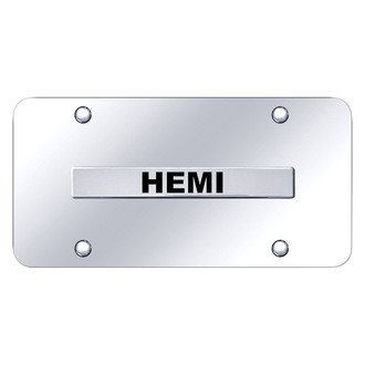 Autogold® - Chrome License Plate with 3D Chrome HEMI Logo