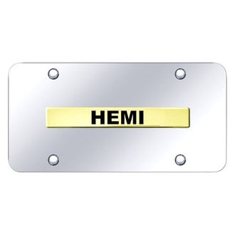 Autogold® - Chrome License Plate with 3D Gold HEMI Logo