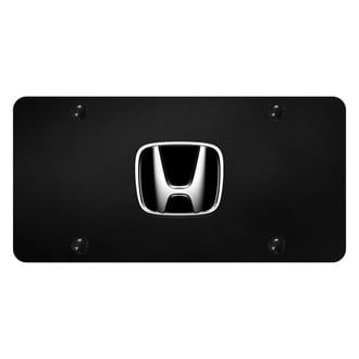 Autogold® - Black License Plate with 3D Chrome / Black Honda Emblem