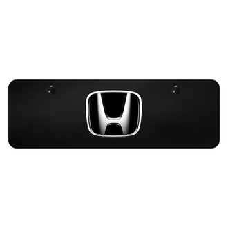 Autogold® - Black Mini Size License Plate with 3D Chrome / Black Honda Emblem