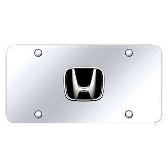 Autogold® - Chrome License Plate with 3D Chrome / Black Honda Emblem