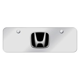 Autogold® - Chrome Mini Size License Plate with 3D Chrome / Black Honda Emblem