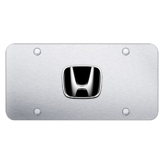 Autogold® - Brushed License Plate with 3D Chrome / Black Honda Emblem