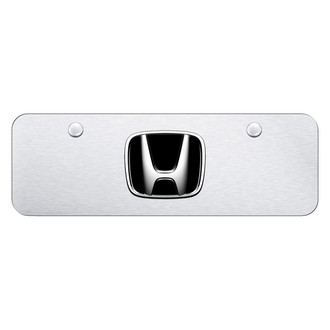 Autogold® - Brushed Mini Size License Plate with 3D Chrome / Black Honda Emblem
