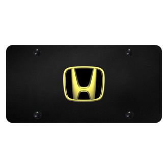 Autogold® - Black License Plate with 3D Gold / Black Honda Emblem