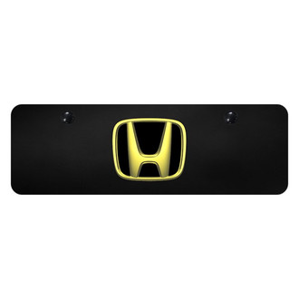Autogold® - Black Mini Size License Plate with 3D Gold / Black Honda Emblem