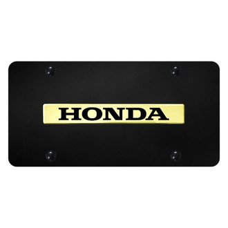 Autogold® - Black License Plate with 3D Gold Honda Logo