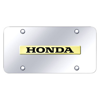 Autogold® - Chrome License Plate with 3D Gold Honda Logo