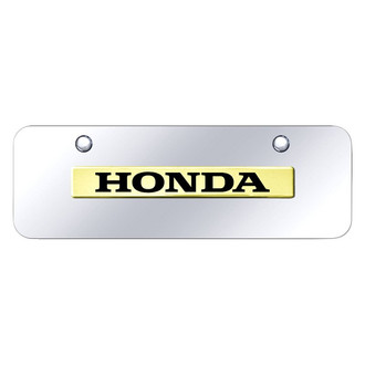 Autogold® - Chrome Mini Size License Plate with 3D Gold Honda Logo