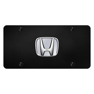 Autogold® - Black License Plate with 3D Chrome Honda Emblem