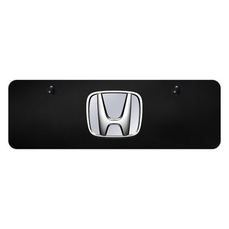 Autogold® - Black Mini Size License Plate with 3D Chrome Honda Emblem