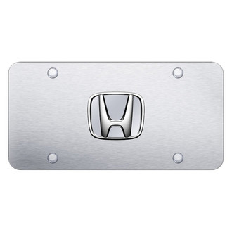 Autogold® - Brushed License Plate with 3D Chrome Honda Emblem