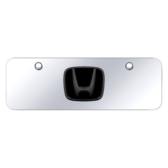 Autogold® - Chrome Mini Size License Plate with 3D Black Pearl Honda Emblem