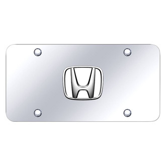 Autogold® - Chrome License Plate with 3D White / Chrome Honda Emblem