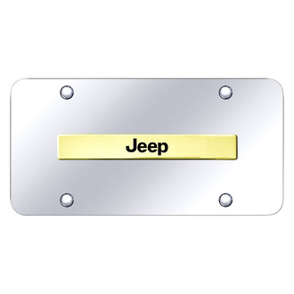 Autogold® - Chrome License Plate with 3D Gold Jeep Logo