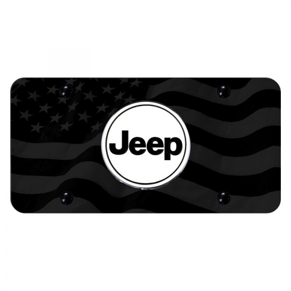 Autogold® - License Plate with Subdued Wave Flag Jeep Logo