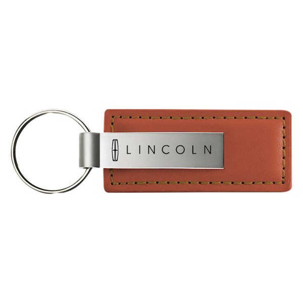 Autogold® - Lincoln Logo Brown Leather Key Chain