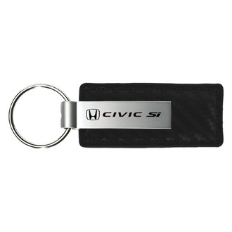 Autogold® - Civic SI Black Carbon Fiber Leather Key Chain