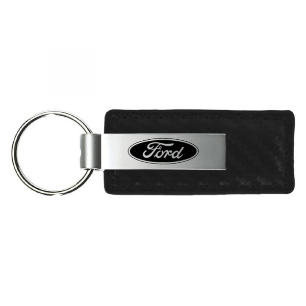 Autogold® - Ford Black Carbon Fiber Leather Key Chain