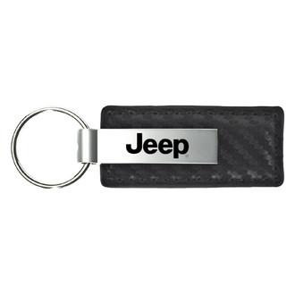 Autogold® - Jeep Black Carbon Fiber Leather Key Chain