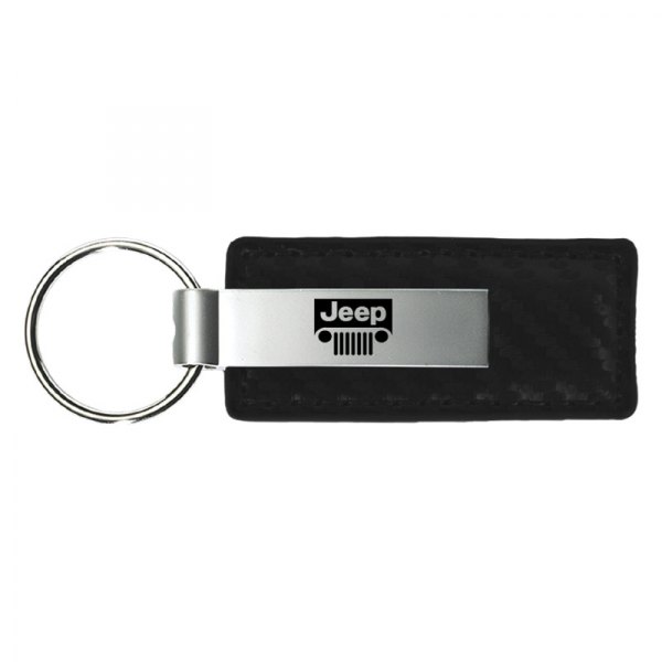 Autogold® - Jeep Grille Black Carbon Fiber Leather Key Chain