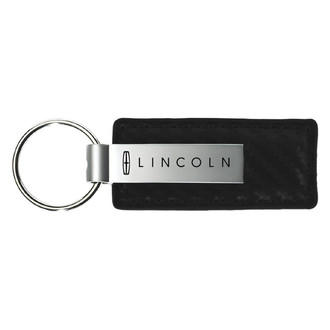 Autogold® - Lincoln Logo Black Carbon Fiber Leather Key Chain