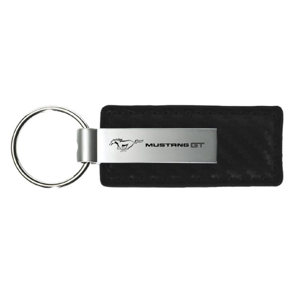 Autogold® - Mustang GT Black Carbon Fiber Leather Key Chain