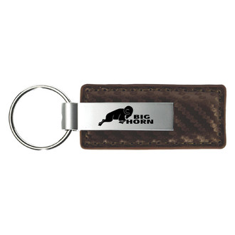 Autogold® - Big Horn Logo Taupe Carbon Fiber Leather Key Chain