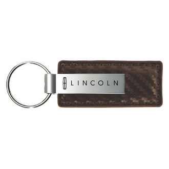 Autogold® - Lincoln Logo Taupe Carbon Fiber Leather Key Chain