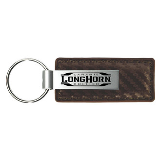 Autogold® - Longhorn Laramie Logo Taupe Carbon Fiber Leather Key Chain
