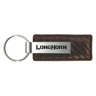 Autogold® - Longhorn Logo Taupe Carbon Fiber Leather Key Chain