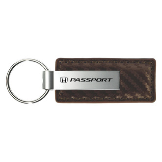 Autogold® - Passport Logo Taupe Carbon Fiber Leather Key Chain
