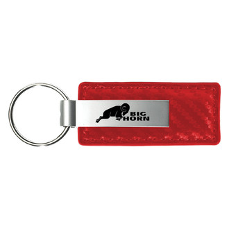 Autogold® - Big Horn Logo Red Carbon Fiber Leather Key Chain