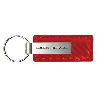 Autogold® - Mustang Dark Horse Red Carbon Fiber Leather Key Chain