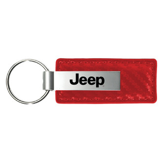 Autogold® - Jeep Red Carbon Fiber Leather Key Chain