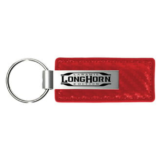 Autogold® - Longhorn Laramie Logo Red Carbon Fiber Leather Key Chain
