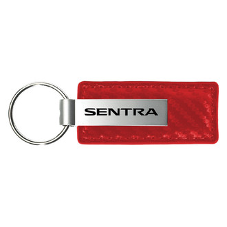 Autogold® - Sentra Logo Red Carbon Fiber Leather Key Chain