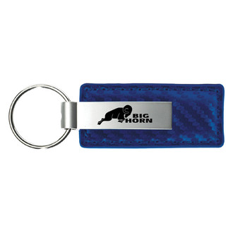 Autogold® - Big Horn Logo Blue Carbon Fiber Leather Key Chain