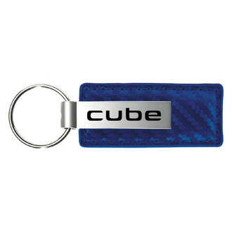 Autogold® - Cube Logo Blue Carbon Fiber Leather Key Chain